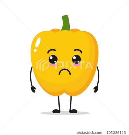 Unhappy Yellow Paprika Stand Alone With Sad Face Unhappy Yellow Paprika Stand Alone With Sad Face 105286113