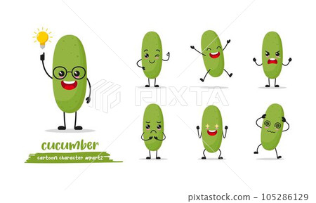 Happy cucumber cartoon with many expressions. different vegetable activity vector illustration flat design. smart onion for children story book. Happy cucumber cartoon with many expressions. different vegetable activity vector illustration flat design. smart onion for children story book. 105286129