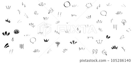 Illustration material: cute handwritten reaction treatment set (vector) 105286140