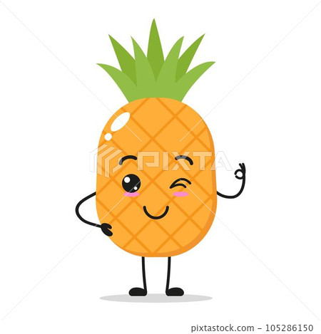 Single Standing Pineapple Fruit Say Ok With Hand Vector Illustration Single Standing Pineapple Fruit Say Ok With Hand Vector Illustration 105286150