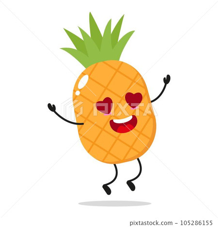 Single Fall In Love Pineapple Fruit Jumping In The Air Vector Illustration	 105286155