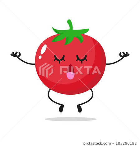 Yoga Tomato Vegetable Calm Meditation Vector Illustration 105286188