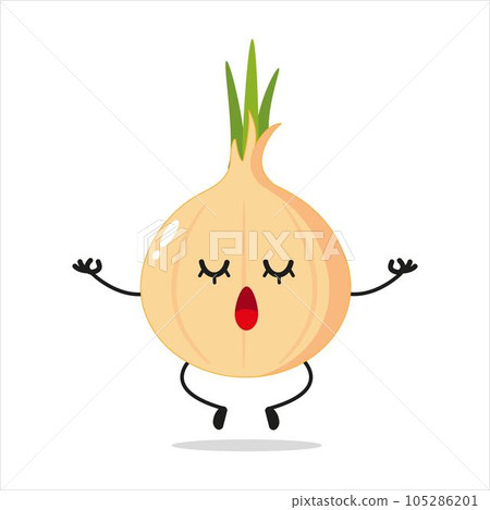 Calm Onion Meditation Yoga Vector Illustration Character 105286201