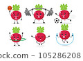 Radish Exercise Sport Different Activity Vector Illustration Sticker Character	 105286208
