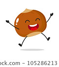 Happy Hazelnut Jump In The Air With Hand 105286213