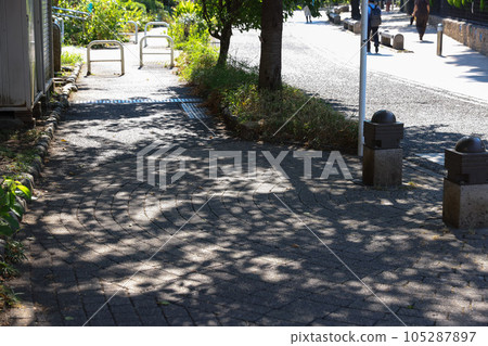 [Image of midsummer] Sidewalks, trees, shade, etc. in extreme heat 105287897