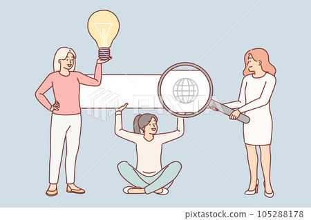 Team of SEO specialists are engaged in search engine optimization of website in internet 105288178