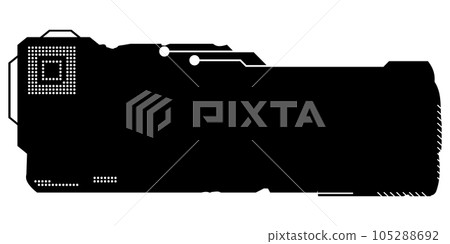 Rectangular design clipart in tech style isolated on white. Short tech plate with copy space. Clipart. Rectangular design clipart in tech style isolated on white. Short tech plate with copy space. Clipart. 105288692