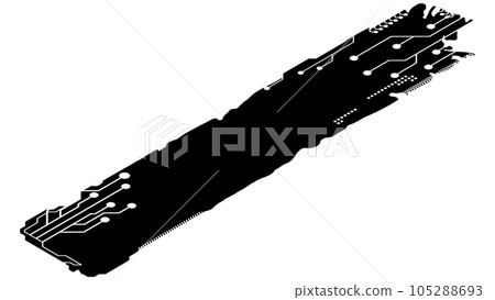 Isometric rectangular design element silhouette in tech style isolated on white. Long tech plate with copy space. Clipart. Isometric rectangular design element silhouette in tech style isolated on white. Long tech plate with copy space. Clipart. 105288693