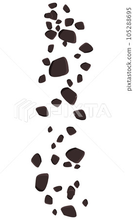 Falling brown stones or ground isolated on white. Clipart. 105288695