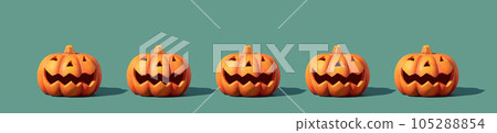 Halloween pumpkins on blue background, banner 105288854