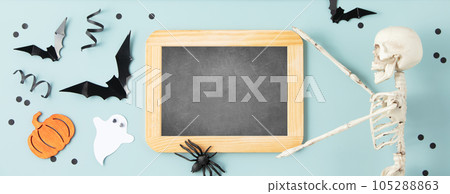Halloween background with decorations and space for text Halloween background with decorations and space for text 105288863