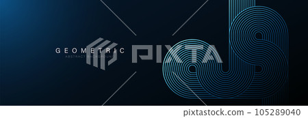 Dark blue abstract background with glowing geometric lines. Geometric stripe line art design. Modern shiny blue gradient lines. Futuristic concept. Horizontal banner template. Vector illustration Dark blue abstract background with glowing geometric lines. Geometric stripe line art design. Modern shiny blue gradient lines. Futuristic concept. Horizontal banner template. Vector illustration 105289040