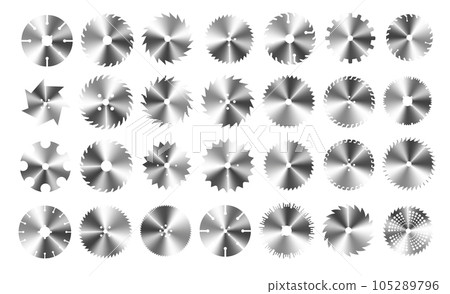 Circular saw. Rotary flat blades saw machine, cut teeth machine for carpentry, machine for wood construction. Vector Circular saw. Rotary flat blades saw machine, cut teeth machine for carpentry, machine for wood construction. Vector 105289796