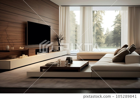 The interior of the living room with a Scandinavian-style TV 105289841
