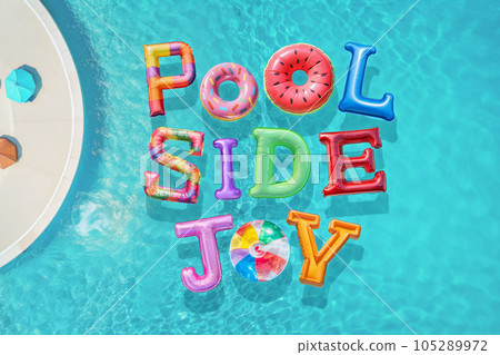 Poolside Joy Colorful Air Mattress Lettering 105289972