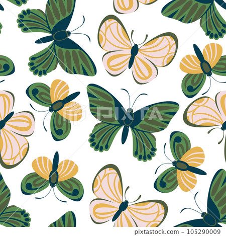 Vector seamless pattern with flying butterflies... - Stock Illustration ...