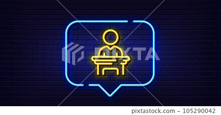 Neon light speech bubble. Election candidate line icon. Public voting sign. Politics campaign symbol. Neon light background. Election candidate glow line. Brick wall banner. Vector Neon light speech bubble. Election candidate line icon. Public voting sign. Politics campaign symbol. Neon light background. Election candidate glow line. Brick wall banner. Vector 105290042