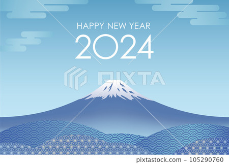 2024 Mt. Fuji New Year's card template 2024 Mt. Fuji New Year's card template 105290760