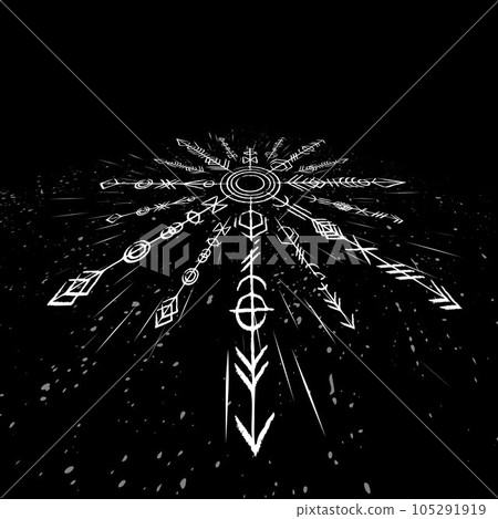 Abstract runic isometric white symbol Abstract runic isometric white symbol 105291919