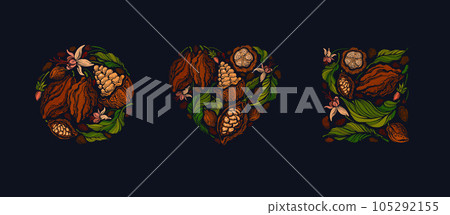 Cocoa art form collection. Organic black chocolate Cocoa art form collection. Organic black chocolate 105292155