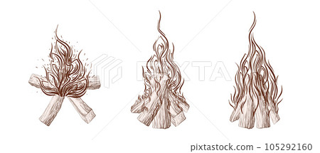 Outdoor camping bonfire collection Art wooden logs Outdoor camping bonfire collection Art wooden logs 105292160
