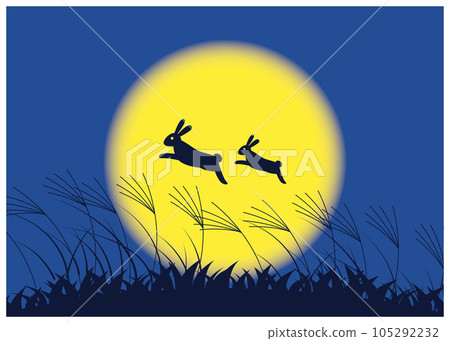 Autumn moon viewing rabbit background Autumn moon viewing rabbit background 105292232