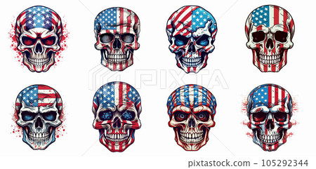 gothic coat of arms with skull and bandanna american flag, g gothic coat of arms with skull and bandanna american flag, g 105292344