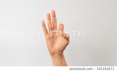 Sign language of the deaf and dumb people, number, digit 9 Sign language of the deaf and dumb people, number, digit 9 105292671