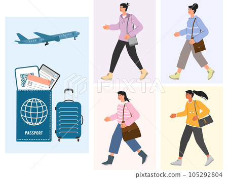 People Travel Tourist Tourism Passport Air Plane 105292804