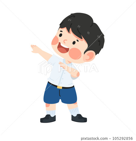 Kid boy student Dabbing Dance cartoon 105292856