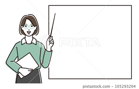 female teacher with pointing stick 105293204