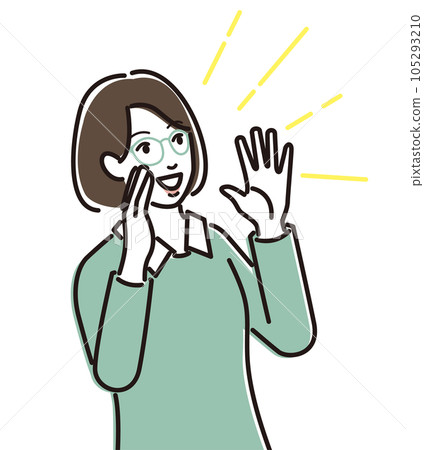 A woman with glasses posing for a shout A woman with glasses posing for a shout 105293210