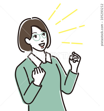 戴眼鏡的女人擺出勇敢的姿勢 105293212