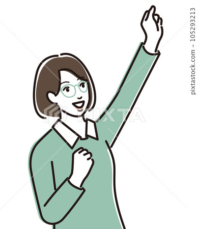 戴眼鏡的女人擺出勇敢的姿勢 105293213