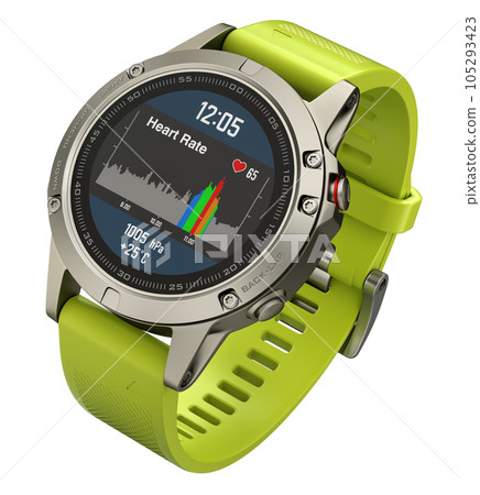 Sport smart watch isolated on white background - 3d illustration Sport smart watch isolated on white background - 3d illustration 105293423