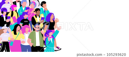 一群多元文化人士想像跨國社會和多樣性的插圖 105293620