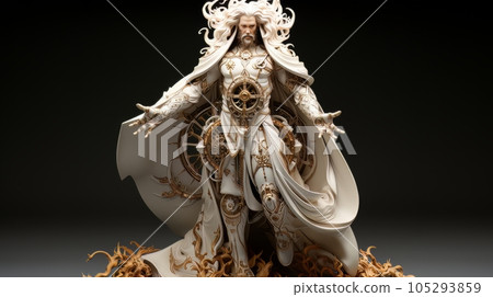 Robot jesus christ toy miniature made with generative AI 105293859