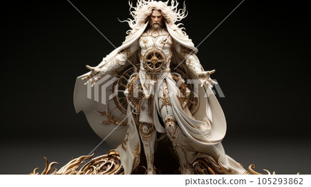 Robot jesus christ toy miniature made with generative AI 105293862