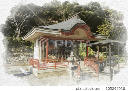 Watercolor-style Hogenji Gishido, Miyoshi City, Hiroshima Prefecture Watercolor-style Hogenji Gishido, Miyoshi City, Hiroshima Prefecture 105294018