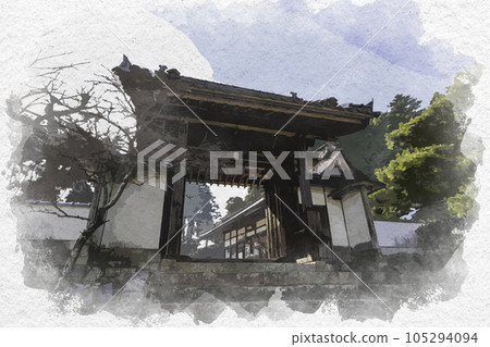 廣島縣三好市水彩風格的法源寺大門 廣島縣三好市水彩風格的法源寺大門 105294094