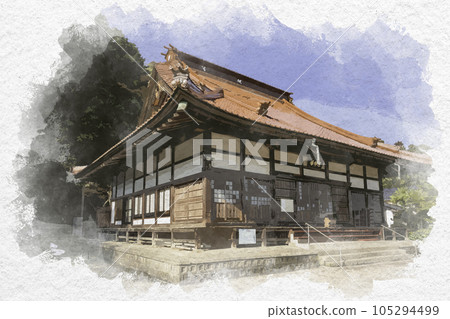 廣島縣三好市水彩風格的法源寺正殿 廣島縣三好市水彩風格的法源寺正殿 105294499