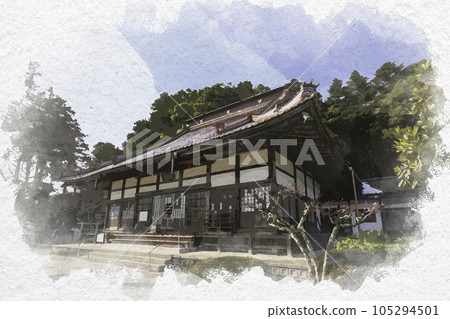 Watercolor-style Hogenji main hall, Miyoshi City, Hiroshima Prefecture Watercolor-style Hogenji main hall, Miyoshi City, Hiroshima Prefecture 105294501