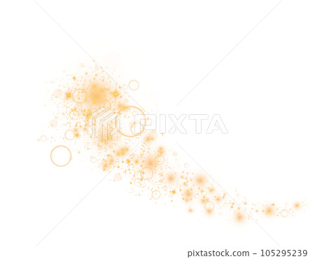 Yellow sparks glitter special light effect. Sparkles on transparent background. Christmas abstract pattern. Sparkling magic dust particles. PNG. 105295239