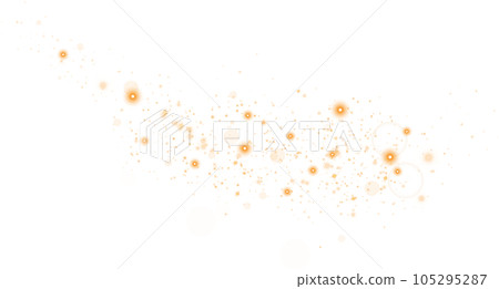 Yellow sparks glitter special light effect. Sparkles on transparent background. Christmas abstract pattern. Sparkling magic dust particles. PNG. 105295287