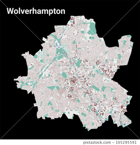 Wolverhampton city map, administrative area Wolverhampton city map, administrative area 105295591