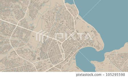 Dar es Salaam, Tanzania, map. Detailed map of Dar es Salaam city administrative area. Cityscape urban panorama. Outline map with buildings, water, forest. Dar es Salaam, Tanzania, map. Detailed map of Dar es Salaam city administrative area. Cityscape urban panorama. Outline map with buildings, water, forest. 105295598