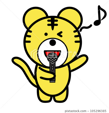Illustration of a singing tiger Illustration of a singing tiger 105296385