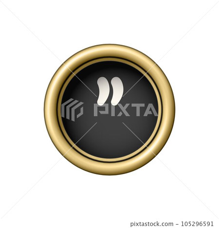 Quotation mark. Vintage golden typewriter button isolated on white Quotation mark. Vintage golden typewriter button isolated on white 105296591