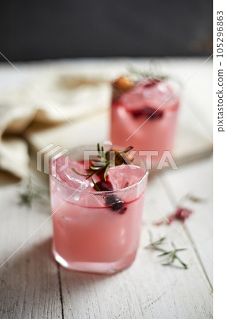 Refreshing cold summer drink,Pink Rose cocktail or mocktail 105296863